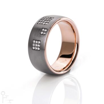 Ring Formation II Tantal Ring, Haudarin®, Material: Tantal und Rotgold 750, Diamanten, Modell Formation II