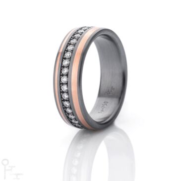 Ring Triade Tantal Ring, Haudarin®, Material: Tantal und Rotgold 750, Diamanten, Modell Triade